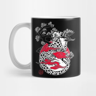 White leopard and Japanese pine trees Mug